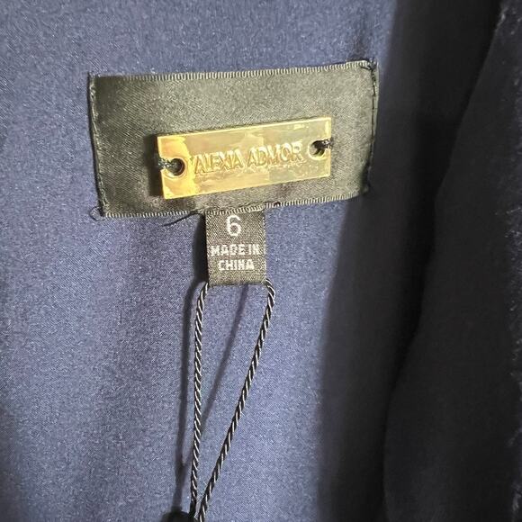 NWT Alexia Admor Naomi Draped Maxi Dress Short Sleeve V Neck Navy Blue Size 6 - Picture 6 of 9